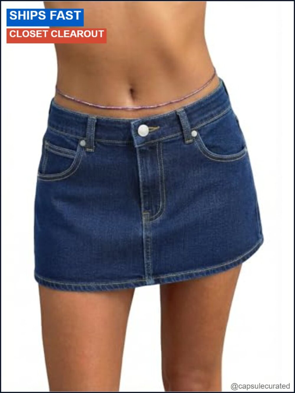 Denim Skort Stretchy Mid Waist Y2K Mini Skirt with Built-in Shorts